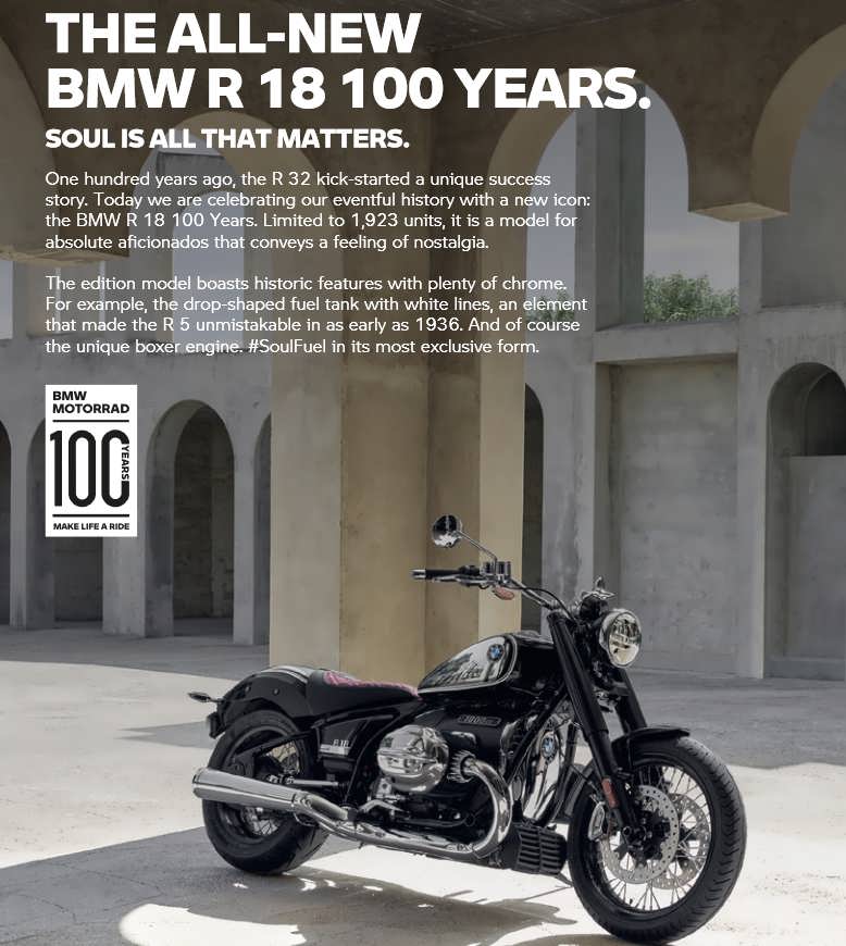 BMW R 18 100 Years Bike Price - Images, Colors, Features