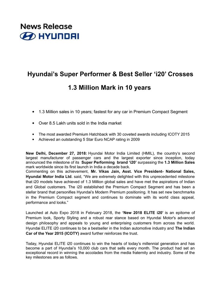 Press Release- Hyundai i20 Crosses 1.3 Million Mark in 10 years-1.jpg