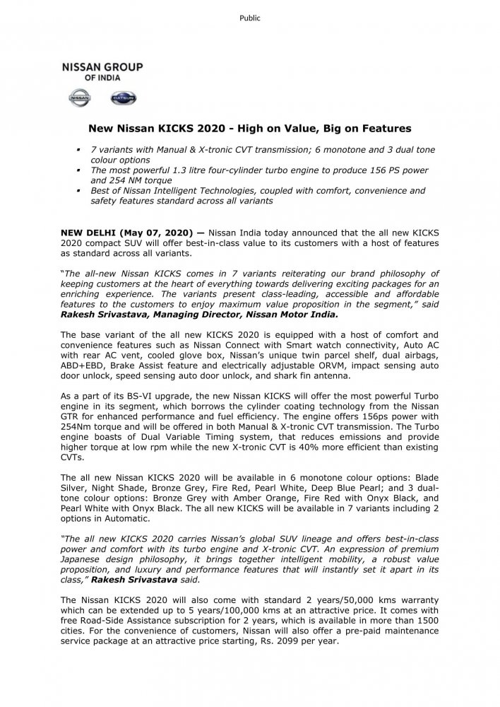 Press Release - New Nissan KICKS 2020 - High on Value, Big on Features_0001.jpg