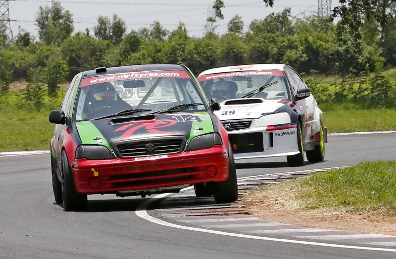 Arjun Narendran (No.14), winner of Indian Touring Cars Race-3 (July 23).JPG