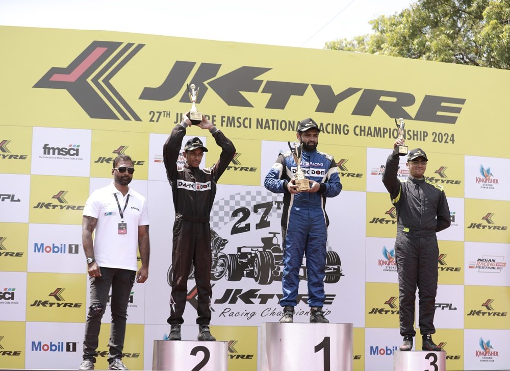 JK Race Podium finishers (L-R Akhil Reddy, Tijil Rao, Bala Prasad, Chetan Surineni).jpg